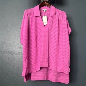 Wonderly Hot Pink Textured oversized Collared Tunic